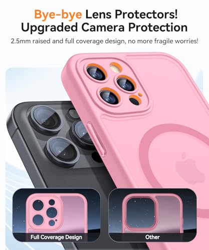 Image of CANSHN Magnetic Compatible with iPhone 12 Pro Max Case, Upgraded [Full Camera Protection] [Compatible with Magsafe] [Translucent Matte] Shockproof Protective Phone Cover 6.7 Inch - Pink