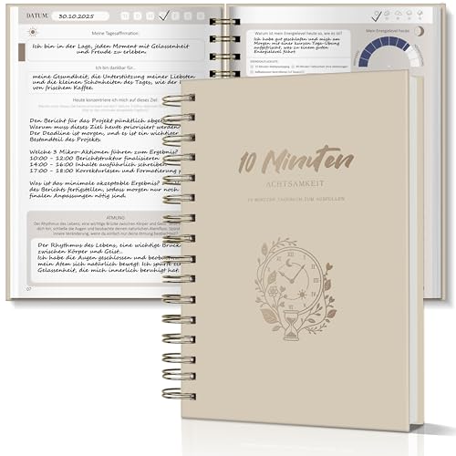 BIROYAL Achtsamkeitstagebuch für Erwachsene 2026-5 + 5 Minuten Tagebuch: Morgens & Abends - 12 Wochen Dankbarkeitstagebuch Erwachsene für Selbsterliebe & Motivation - 10 Minuten Tagebuch A5