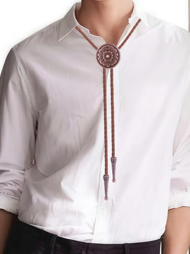 Image of GelConnie Floral Bolo Tie for Men Womens Bolo Tie Necklace Native American Black Men's Bolo Ties Western Cowboy Bolero Ties
