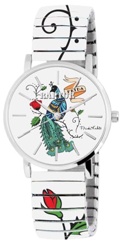 Raptor Reloj de pulsera para mujer Frida Kahlo Edition con cordón de alta calidad, acero inoxidable, regalo para mujer, novia o madre con caja de reloj, Blanco, Contemporáneo