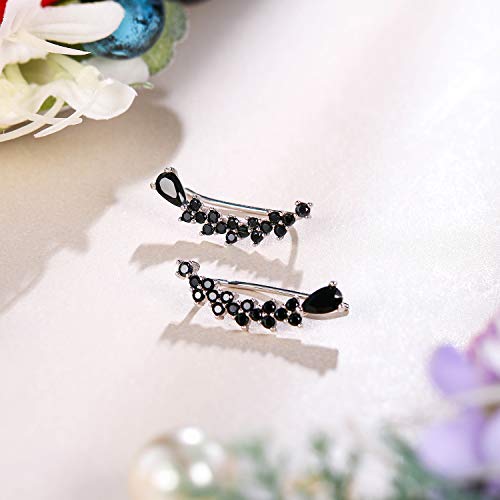 EVER FAITH Women's 925 Sterling Silver CZ Sweep Ear Pin Cuff Wrap Hook Earrings 1 Pair3