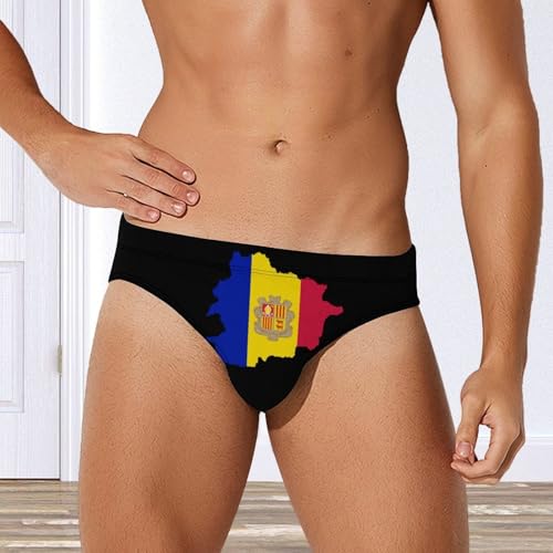 Flag Map of Andorra Men's Swim Brief Sexy Bikini Swimwear Swimsuit Trunks Bathing Suits4