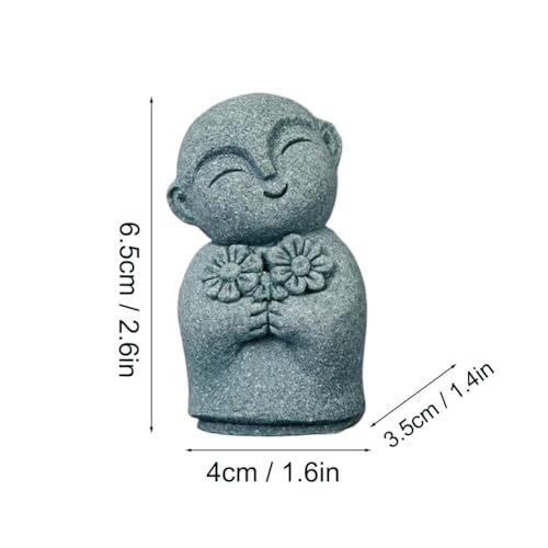 Mini Estatua de Monje Buda de Piedra Decorativa Zen miniatura 2