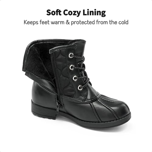 DREAM PAIRS Girls Side Zipper Quilted Combat Ankle Boots4