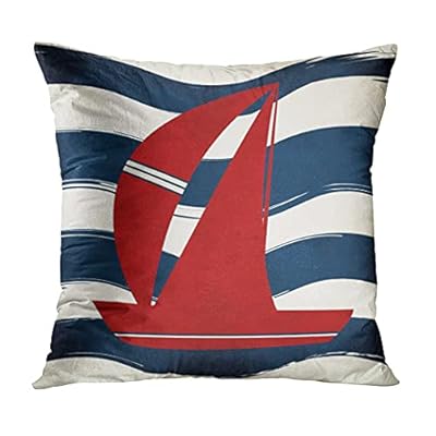 rouihot Set of 4 Throw Pillow Cover 18x18 Inch Red Navy Coastal Nautical Theme Home Decor Pillowcase Square Cushion… 41iUElujmcS. SS400