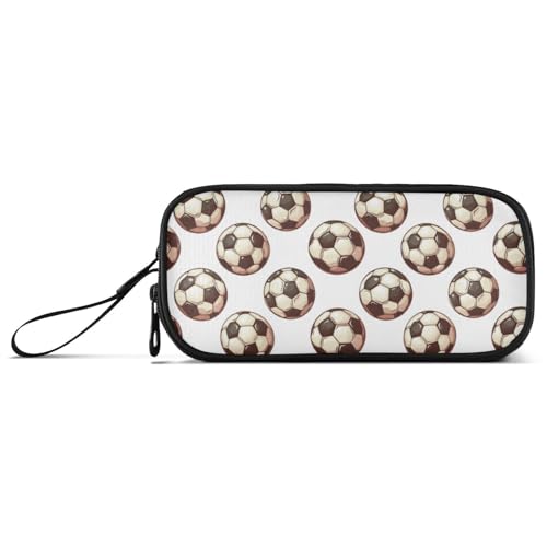Image of Wfrish Football Balls Pencil Case Pencil Pouch Big Capacity 3 Compartments Back to School Supplies for Teen Girl Boy Pouch Pen Bag Large Storage Organizer with Zipper Handle for Men Women
