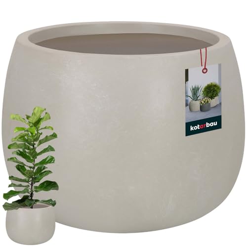 KOTARBAU® Pflanzkübel Blumenkübel Grau Fiberclay Ecolite Höhe 23cm ⌀ 33cm Blumentopf für draußen&drinnen hohe Pflanzkübel outdoor & indoor für Wohnzimmer Garten Terrasse Pflanzkübel Betonoptik outdoor