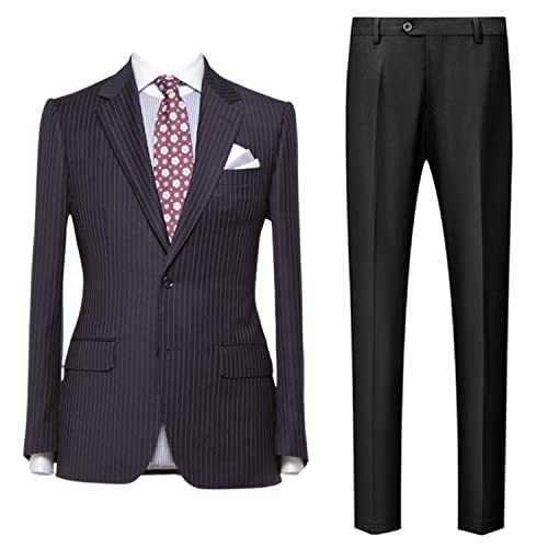Costume homme moderne 2 pièces habillé veste pantalon rayures dîner d'affaires