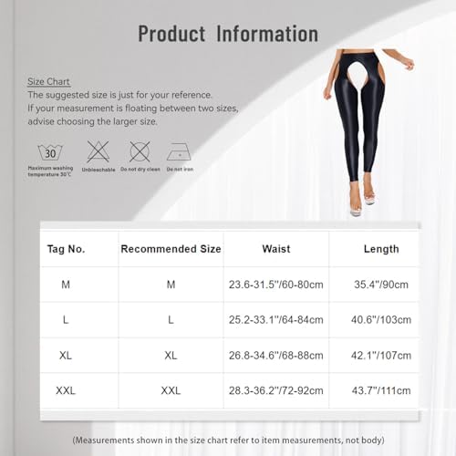 Freebily Damen Glänzende Leggings – Glänzend, Dehnbar, Für Sport & Alltag, Größen M-XL