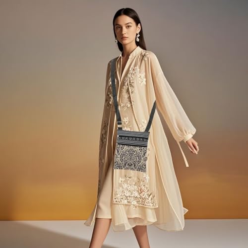 Floral Vine Print Crossbody Bag Symmetrical Intricate Design in Vintage Style for Women Sisters Teens Ideal Birthday Christmas Holiday Gift Daily Purse Travel Messenger Bag4