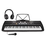 Includes Pair of Headphones & Microphone 61 key portable keyboard, with 255 sounds and rhythms 8 percussion pads and 24 demo songs Sing along with the included microphone Intelligent teaching function is perfect for beginners