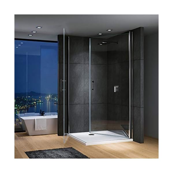 IMPTS Duschkabine Duschtür 90 x 90 x 195 cm Doppelt Schwingtüre Doppeltür Glas Dusche für Eckeinstieg aus 6mm ESG NANO Glas,OHNE Duschwanne – Bild 3