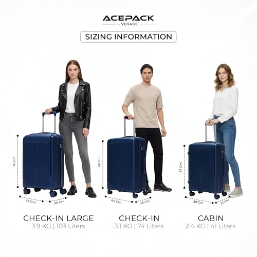 Image of VLITE Megatron Family Set of 6 Luggage with Covers | 3 Trolley Bags (20 /24 /28) + 3 Luggage Covers (20 /24 /28) | Lightweight Polypropylene Hard Shell, 360 Spinner Wheels (Navy Blue /Solid Black)