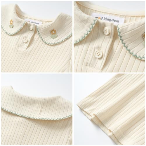 Image of Mud Kingdom Girls Peter Pan Collar T-Shirts Flower Top Short Sleeve Summer
