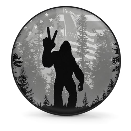 Image of Spare Tire Cover Bigfoot American Flag Wheel Covers Protectors Waterproof Dust-Proof Universal Fit Trailer, RV, SUV and Many Vehicle (15 inch for tire Diameter 27.55 inch-29.13 inch)