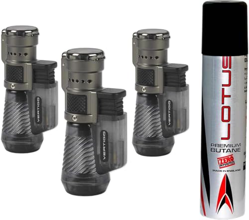 Encendedor Vertigo Cyclone Triple Torch 3 Pack con Gas Butano