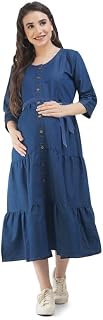 KOI SLEEPWEAR Denim Full Frock with Button &Feeding Pockets Price In India