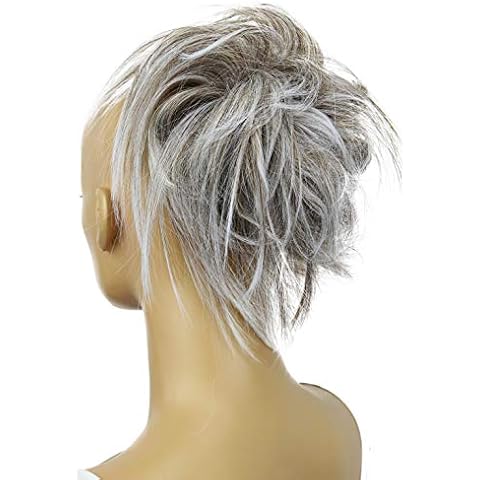 CAISHA XXL Hairpiece Scrunchie Updo Voluminous Slightly Wavy Messy Bun Gray Mix G10F Cover