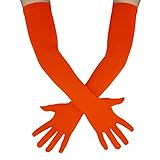 Howriis Unisex Erwachsene Lange Spandex Finger Handschuhe Ellenbogenlänge 55,9 cm Cosplay Opera Handschuhe, Orange/Abendrot im Zickzackmuster (Sunset Chevron), Einheitsgröße