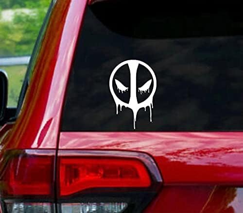 S K DESIGNS Dead Pool Face Comic Superhero Vinyl Decal Sticker|White|Cars Trucks Vans SUV Laptops Wall Art|5.5 inch