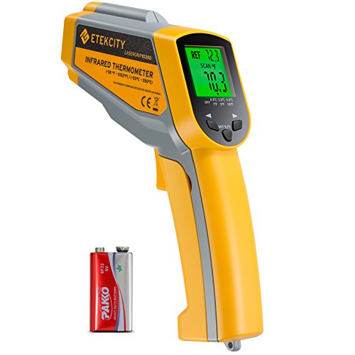 Etekcity Lasergrip 1030D Infrared Thermometer (Not for Human) Gun Dual Laser Non-Contact Temperature Filtering-58℉ to 1022℉ (-50℃ to 550℃), 8.9 x 2.2 x 5.3, Yellow & Gray