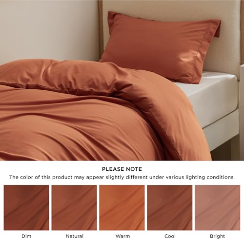Image of Bedsure Duvet Cover Twin /Twin XL Size - Soft Double Brushed Bedding Set for Kids & Adults, Zipper Closure, 2 Pieces, Includes 1 Duvet Cover (68 inchx90 inch) & 1 Pillow Sham, NO Comforter, Terracotta