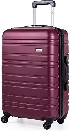 ABS Hard Shell 21 Inch Suitcase - Travel Luggage by A2B with 4 Spinner Wheels | Telescopic Drag Handle | Hard Sided Suitcases Lightweight Fits into Cage 56cmx 35cmx 23cm (Plum, Small)
