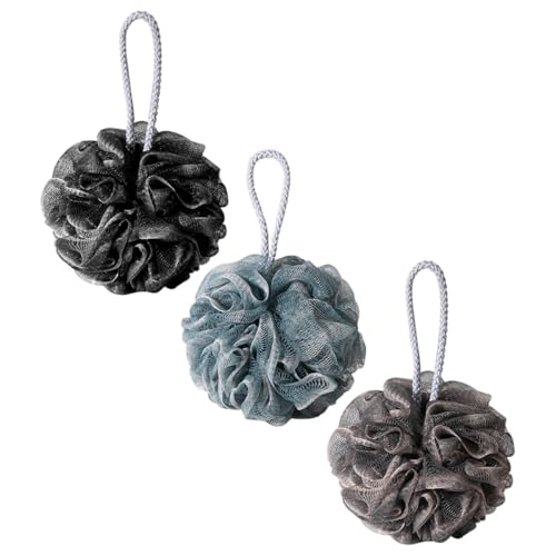 Ipetboom Juego de 3 Bolas Bolas de Baño Suaves y Gruesas Esponjas de Malla para Ducha Corporal Exfoliantes y Generadoras de Espuma Color Aleatorio para Uso Casa y Viaje
