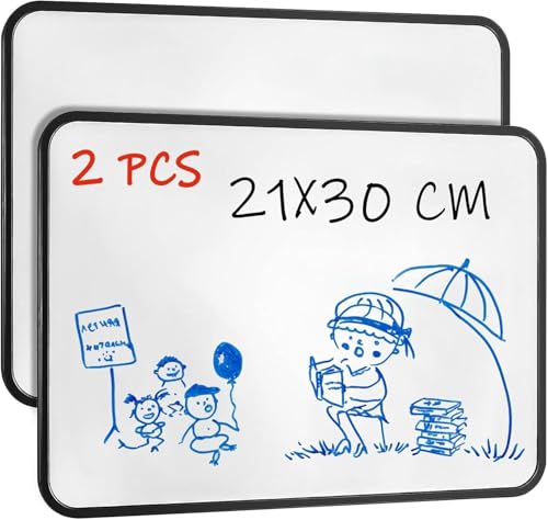 TERRIFI 2 Pcs Dry Erase Whiteboards 30x21 cm A4 Small Double-Sided Non-Magnetic White Boards Suitable for School Home Office Classroom Kids Children Students for Drawing and Writing