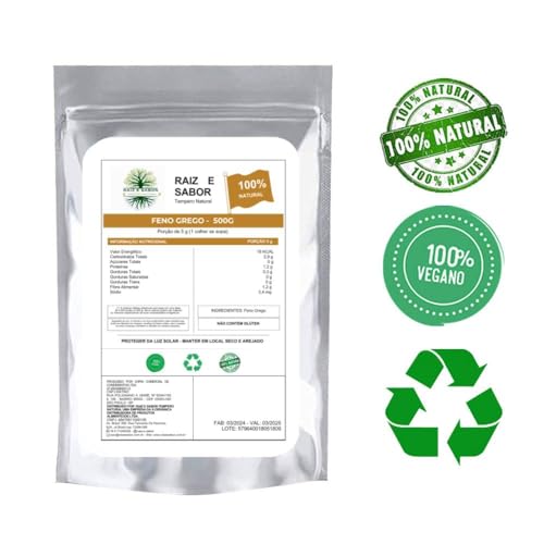 Feno Grego em pó 500g, Raiz e Sabor Tempero Natural