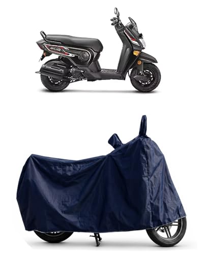 Image of Shield Heavy Duty Scooty Cover for Honda Cliq | All-Season, Tear-Proof Fabric | with Side Mirror Pocket & Buckle Belt | Honda Cliq Scooty Cover (Blue)