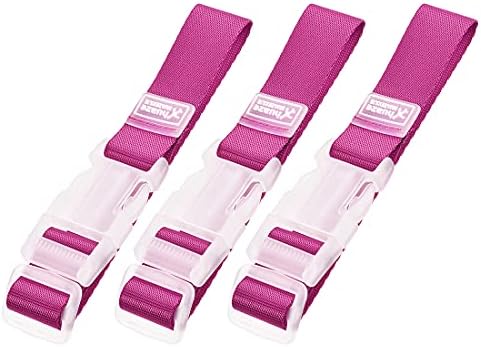 uxcell Add a Bag Luggage Straps, Adjustable Suitcase Connect Belts with Buckle, Nylon Travel Packing Accessories 300x25mm, Pink 3Pcs