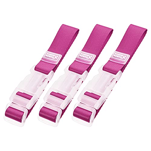 Image of uxcell Add a Bag Luggage Straps, Adjustable Suitcase Connect Belts with Buckle, Nylon Travel Packing Accessories 300x25mm, Pink 3Pcs