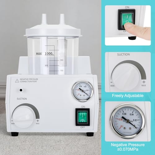 Image of Portable Veterinary Suction Machine Home Use with 1000ml Capacity 110V