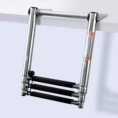 Boat Ladder Stainless Steel Telescoping Folding Heavy Duty Pontoon Swim Boarding Ladder for Outboards Yacht Marine Fishing Boat
