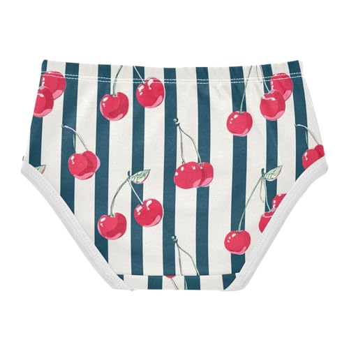 Wusikd Cherries Stripes Girls' Underwear Cotton Girls Briefs Soft Toddler Underwear 2T2