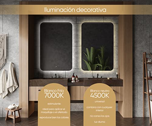 Artforma-Premium-Espejo-de-Bano-con-Iluminacion-LED-100×60-Luz-Espejo-de-Pared-con-Interruptor-Tactil-Diferentes-tamanos-retroiluminado-Iluminado-Blanco-Neutro-4500K-T105