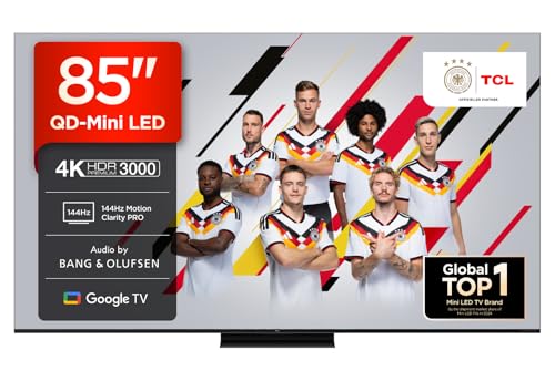 TCL 85Q7C QLED Mini LED Fernseher, 85 Zoll, 4K HDR Premium, Dolby Vision IQ & Atmos, Smart TV mit Google TV, 6.2.2 Sound, 144Hz VRR, AMD FreeSync Premium Pro, HDMI 2.1, AirPlay 2