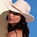 DRESHOW Cowboy Hat for Women and Men Classic Western Felt Cowboy Cowgirl Hat Outdoor Wide Brim Belt Buckle Retro Fedora Hats Unisex Rolled up Caps