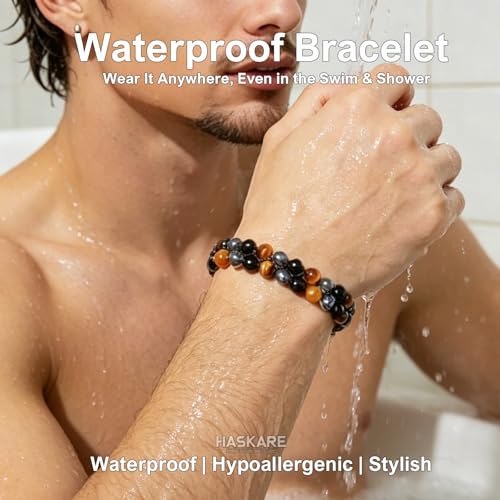 Pulsera para hombre con piedra Ojo de Tigre natural ajustable miniatura 2