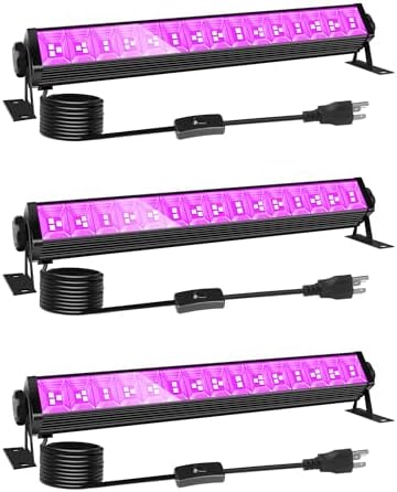 42W LED Black Light Bar for Halloween, Glow in the Dark Party, 3 Pack