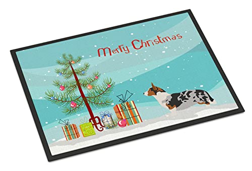 Caroline's Treasures BB8475JMAT Welsh Corgi Cardigan Christmas Doormat 24x36 Front Door Mat Indoor Outdoor Rugs for Entryway, Non Slip Washable Low Pile, 24H X 36W