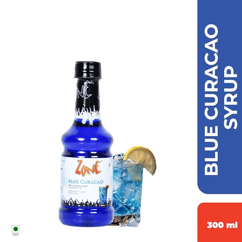 Image of Zone Blue Curacao Syrup 300ml | Tropical Citrus Flavour for Mocktails, Cocktails, Lemonades & Sodas | Bar Syrup, Alcohol Free, More Servings | Premium Cafe Style Taste for HoReCa & Home Use | 12+ Flavours
