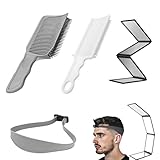 Fade Combs, 4 Piece Self Haircut Kit for Men Professional Barber Positioning Combs with 360 Fourfold Mirror Flat/Curved Push Edge Hair Combs, Hair Cutting Guide Tools for Home & Salon Use