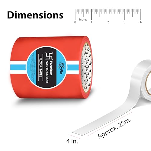 Image of D-fix Vastu Color Floor Tapes | 4 Inch Wide, 25M Each | Red | Vastu Dosh Remedy, Vastu Correction for WC, Toilet, Entrance, Home & Office (1 Rolls Pack)