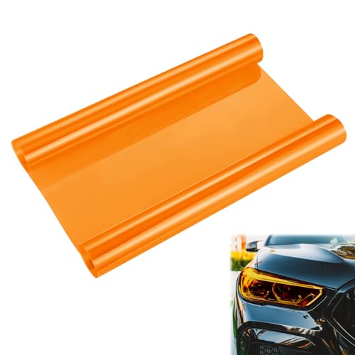 Film teinté pour phares,Huybaa Film teinté voiture para Faros(orange), de protection,autoadhésifs,transparent,découpable,vinyle teinté,phares antibrouillard,30cm X 120cm