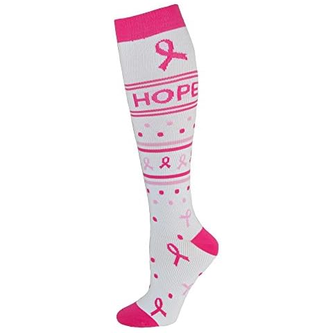 Think Medical Women's 10-14 Mmhg Compression Socks Medium White Hope Ribbon Cover