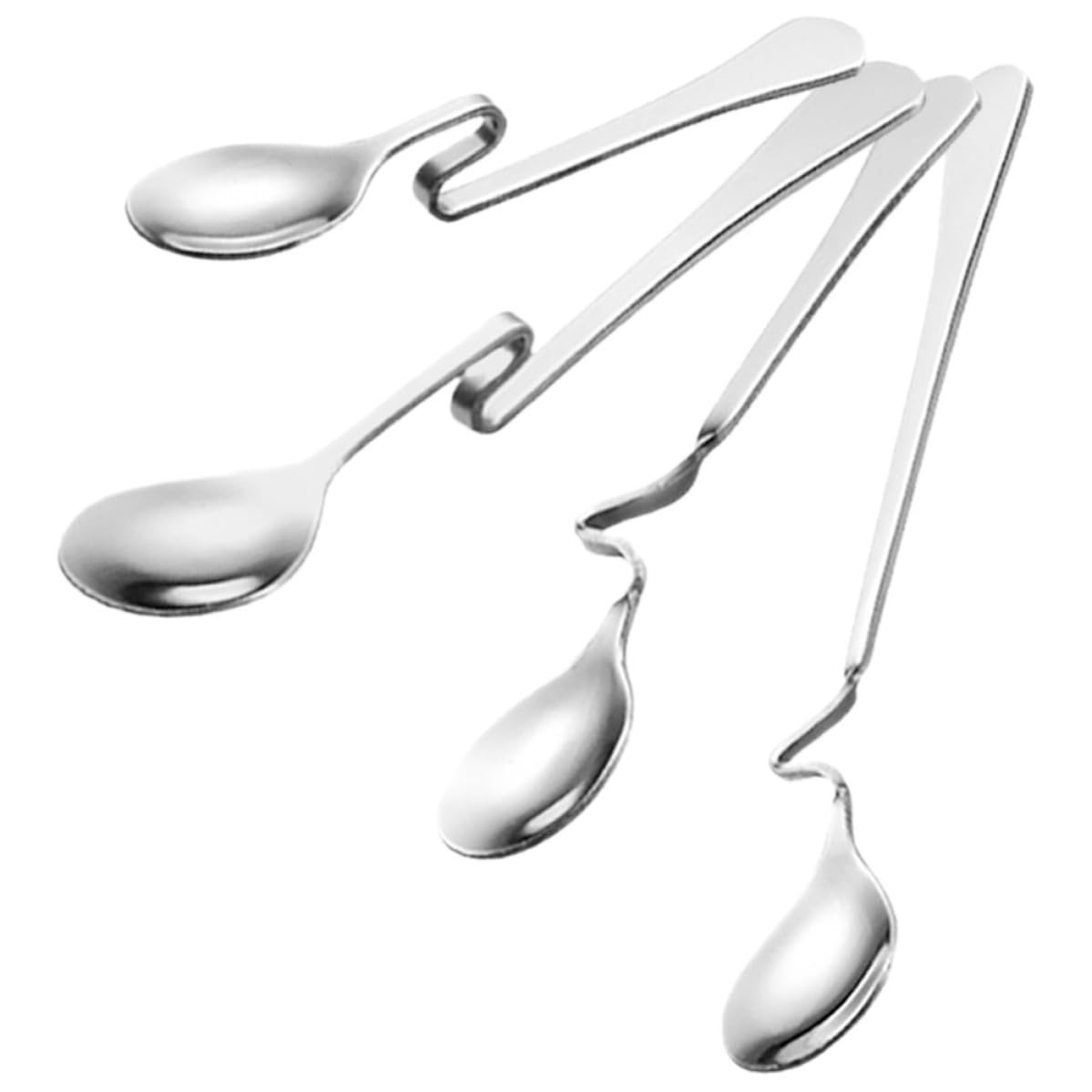 SHINEOFI Lot de 4 Cuillères à Café en Acier Inoxydable pour Mélanger, sans Bavures, Sûres Toucher, pour Café, Dessert et Yaourt