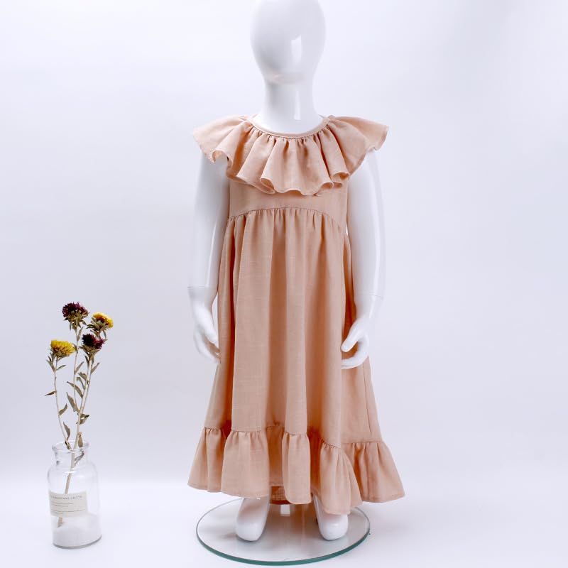 Baby Toddlers Cotton Dresses Kids Little Girls Straps Sleeveless Casual Party Halter Dress 6 Months-6T4