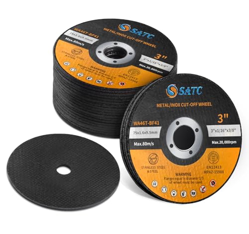 Image of S SATC Grinder Wheel 25 PCS Cut Off Wheels 3 Inch Cut Off Wheel 3" x1/16 x3/8" Fits Any Angle Grinder Air Tool